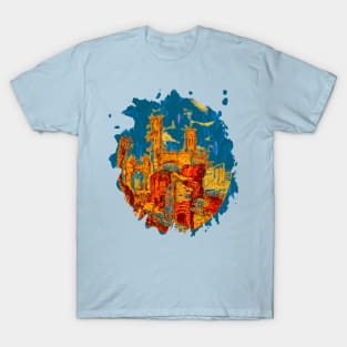 City Dreaming Splat Silhouette Art T-Shirt